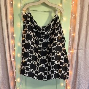 Women's Scarf Headscarf Chain Print Black White Waistwrap